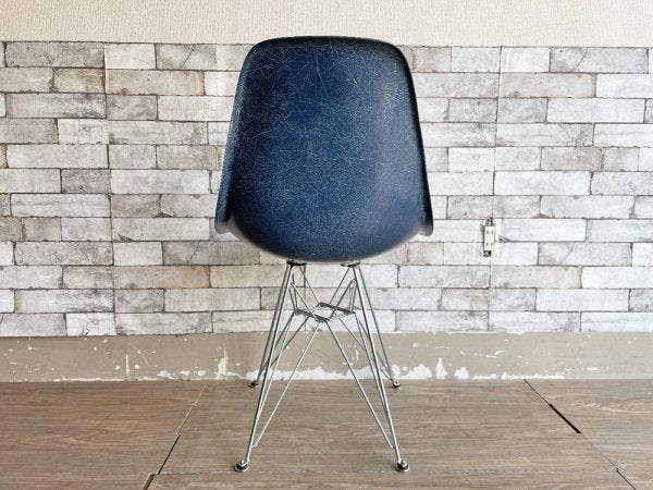 ハーマンミラー Herman Miller サイド シェルチェア 現行 FRP製 1stタイプ エッフェルベース ネイビー C&R イームズ ミッドセンチュリー ●