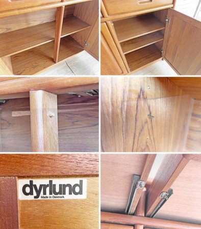 デューロン dyrlund チーク無垢材 サイドボード キャビネット W163cm デンマークビンテージ Danish Vintage 北欧家具 ●