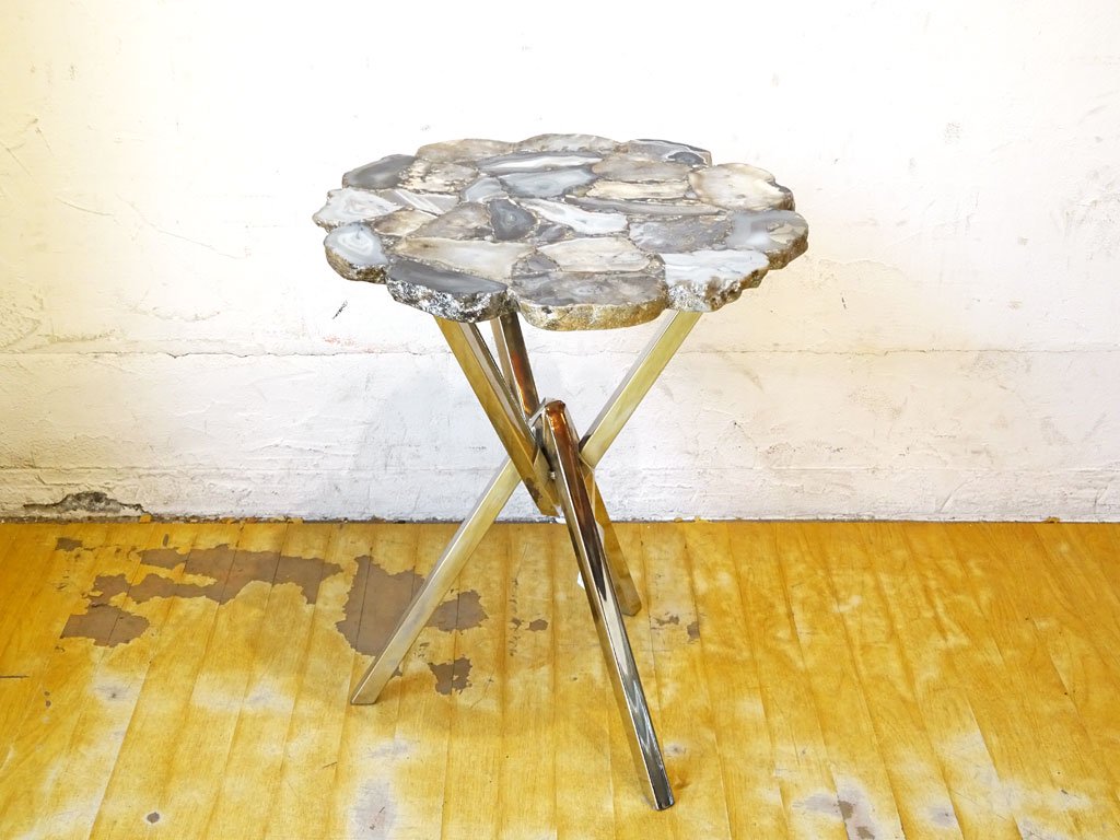 カレ KARE トレジャリーグレイ サイドテーブル Treasury Grey Side table 天然めのう石  agate ドイツ Germany 廃盤 ★