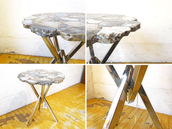 カレ KARE トレジャリーグレイ サイドテーブル Treasury Grey Side table 天然めのう石  agate ドイツ Germany 廃盤 ★