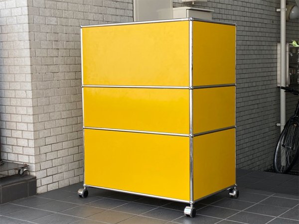 USMハラー USM Haller モジュラーファニチャー ハラーシステム ファイリングキャビネット エクステンションシェルフ ファイリングフレーム キャスター付 ゴールデンイエロー ■