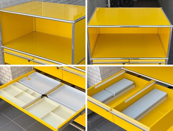 USMハラー USM Haller モジュラーファニチャー ハラーシステム ファイリングキャビネット エクステンションシェルフ ファイリングフレーム キャスター付 ゴールデンイエロー ■