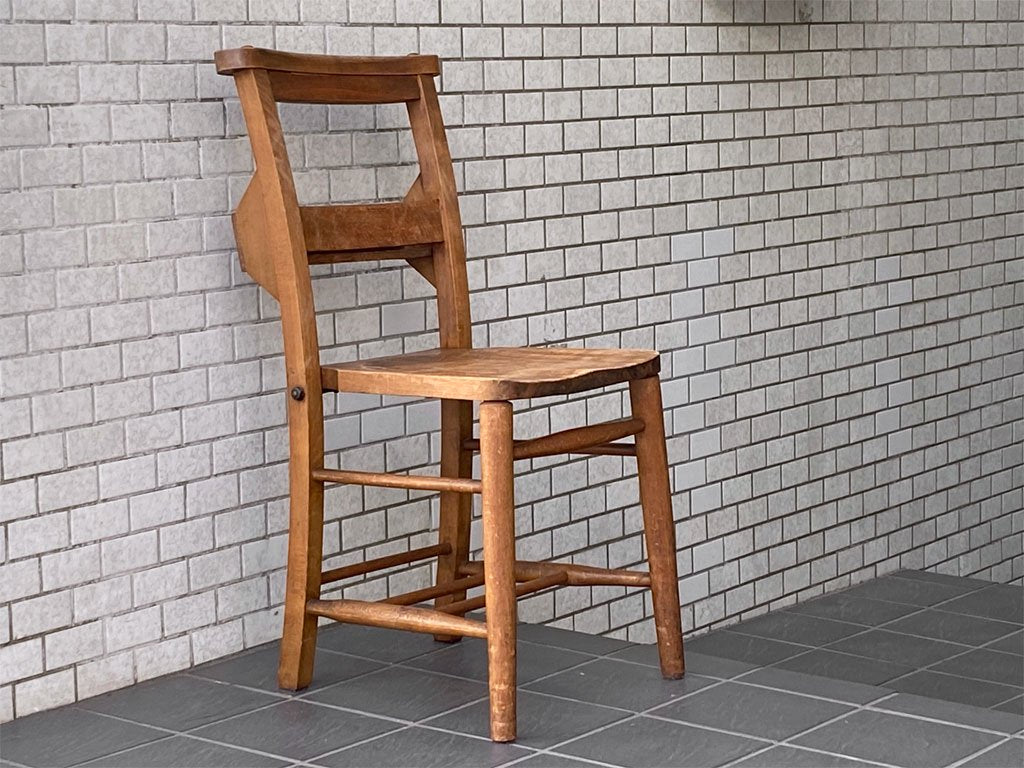 UKビンテージ UK Vintage チャーチチェア Church Chair ダイニングチェア エルム材 バイブルボックス 英国家具 A ■