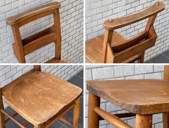 UKビンテージ UK Vintage チャーチチェア Church Chair ダイニングチェア エルム材 バイブルボックス 英国家具 B ■