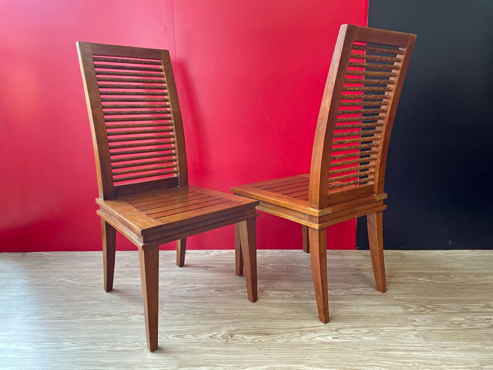 ワリサンファニチャー Warisan Furniture アジアンチーク無垢材 ダイニングチェア 2脚セット インドネシア バリ家具 アジアン家具 ●