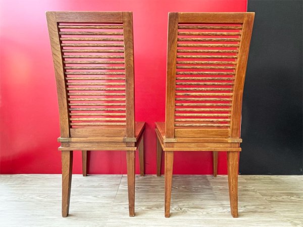 ワリサンファニチャー Warisan Furniture アジアンチーク無垢材 ダイニングチェア 2脚セット インドネシア バリ家具 アジアン家具 ●