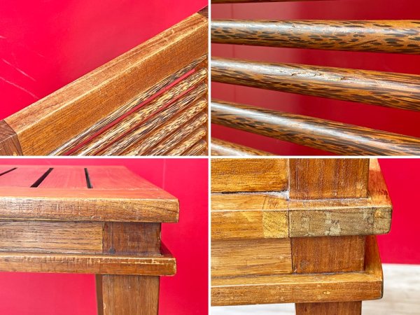 ワリサンファニチャー Warisan Furniture アジアンチーク無垢材 ダイニングチェア 2脚セット インドネシア バリ家具 アジアン家具 ●