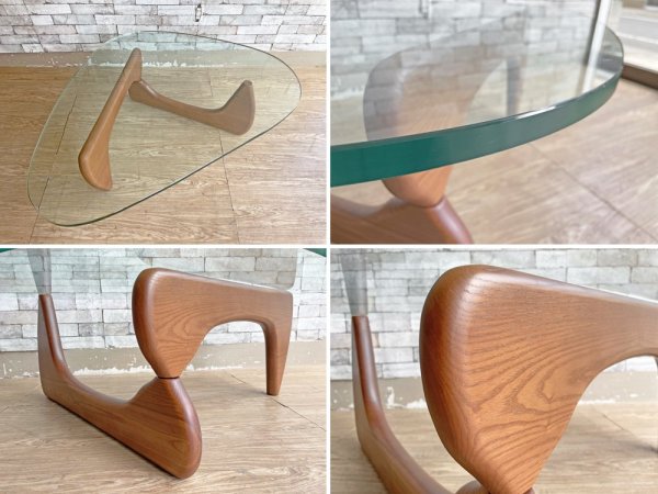 イサムノグチ Isamu Noguchi コーヒーテーブル Coffee Table ガラス天板厚20mm リプロダクト品 デザイナーズ家具 名作 ●