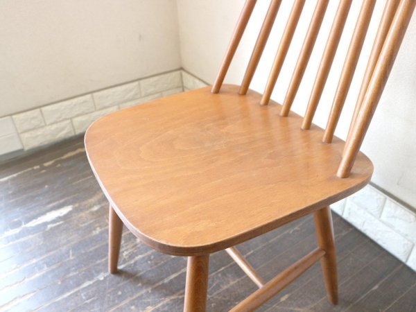 イデア IDEA ポーランドビンテージ 70's Vintage ウィンザーチェア スポークバックチェア ダイニングチェア ビーチ材 板座 ◎