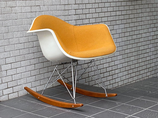 ハーマンミラー Herman Miller アームシェルチェア 現行FRP製 アプホルスター イエロー ファブリック ロッカーベース C&Rイームズ ■