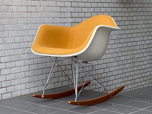 ハーマンミラー Herman Miller アームシェルチェア 現行FRP製 アプホルスター イエロー ファブリック ロッカーベース C&Rイームズ ■