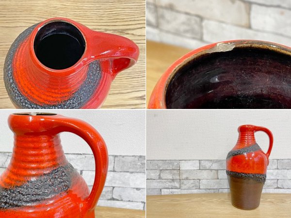 ベイケラミック Bay Keramik ファットラヴァ Fat Lava フラワーベース 花瓶 オレンジ ビンテージ 西ドイツ West Germany ●