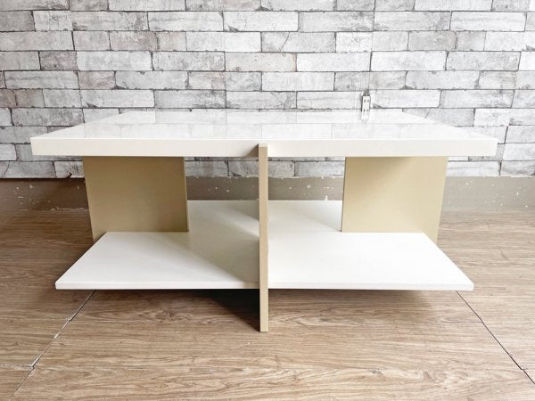 ギャラリー1950 Gallery1950 オリジナル ローテーブル コーヒーテーブル ホワイト × ベージュ ツートンカラー W98cm ミッドセンチュリーモダン ●