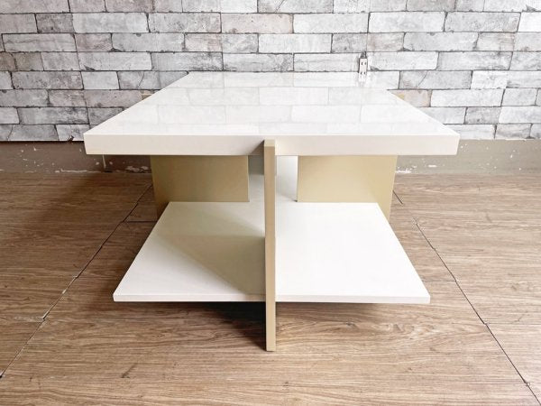 ギャラリー1950 Gallery1950 オリジナル ローテーブル コーヒーテーブル ホワイト × ベージュ ツートンカラー W98cm ミッドセンチュリーモダン ●
