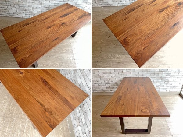 広松木工 hiromatsu フレックス FREX ダイニングテーブル リビングテーブル 高さ変更可能 ウォールナット材 スチール W182cm 定価￥246,400- ●