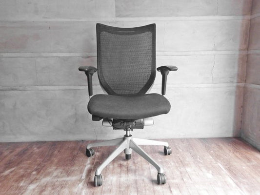 オカムラ okamura バロンチェア Baron Chair オフィスチェア デスクチェア ハイバック メッシュ背もたれ×ウレタン座面 ブラック ジョルジェット・ジウジアーロ♪