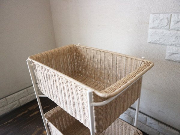 イデー IDEE ワラビー WALLABY バスケットスタンド BASKET STAND 2段 ホワイト ラタン ◎