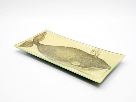 ジョンデリアン JOHN DERIAN ホエール Whale デコパージュプレート 飾り皿 クジラ 30×14.5cm アッシュペーフランス H.P. FRANCE 取扱 ●