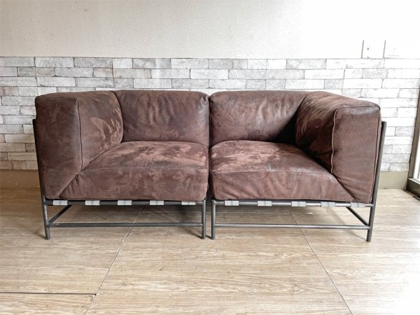 ジャーナルスタンダードファニチャー jsF ラバルセクショナル LAVAL SECTIONAL BLOCK CORNER 2Pソファ レザー セパレート 合計定価￥187,000- ●