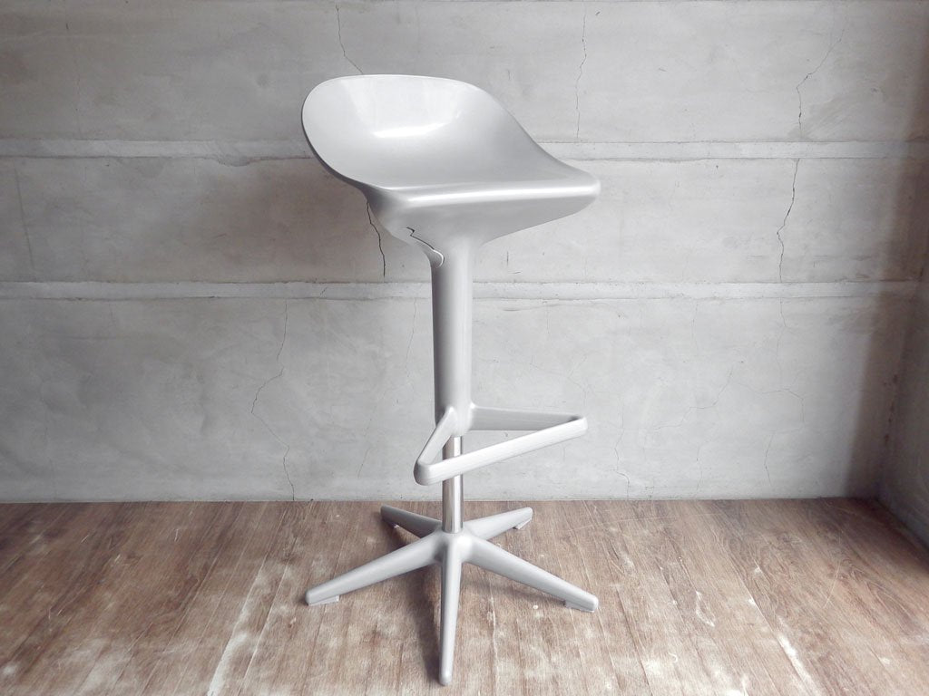 カルテル Kartell スプーン カウンターチェア Spoon Counter Chair アルミニウムカラー スツール 昇降機能 アントニオ チッテリオ 廃番色 B 現状品 ♪