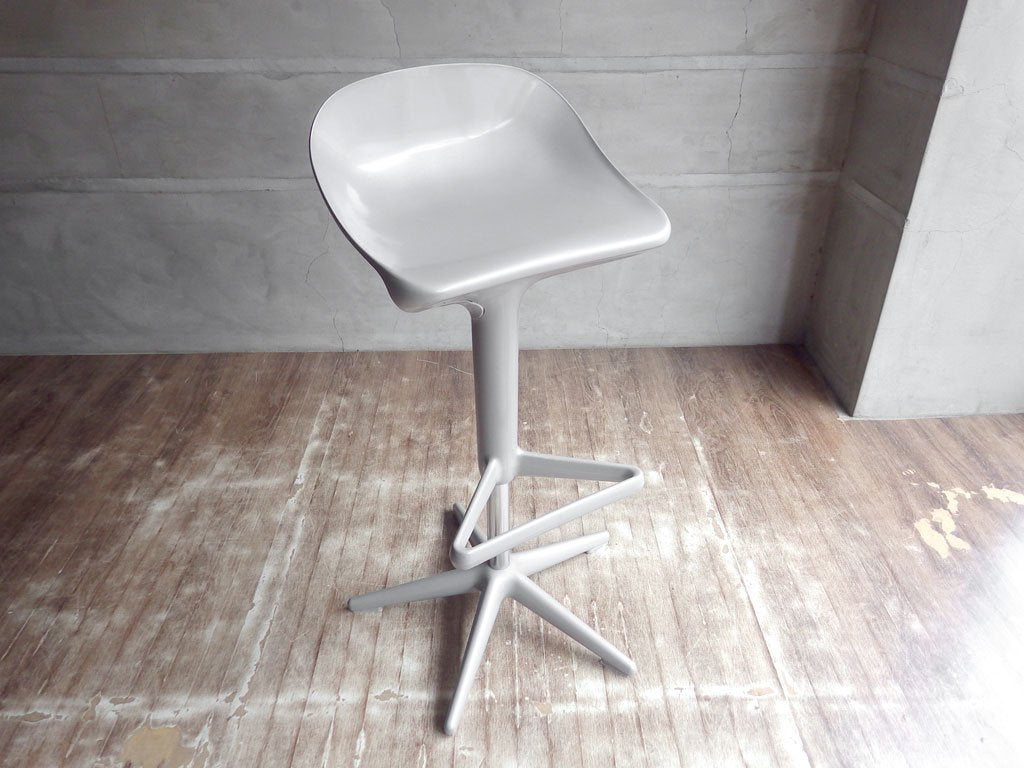 カルテル Kartell スプーン カウンターチェア Spoon Counter Chair アルミニウムカラー スツール 昇降機能 アントニオ チッテリオ 廃番色 B 現状品 ♪