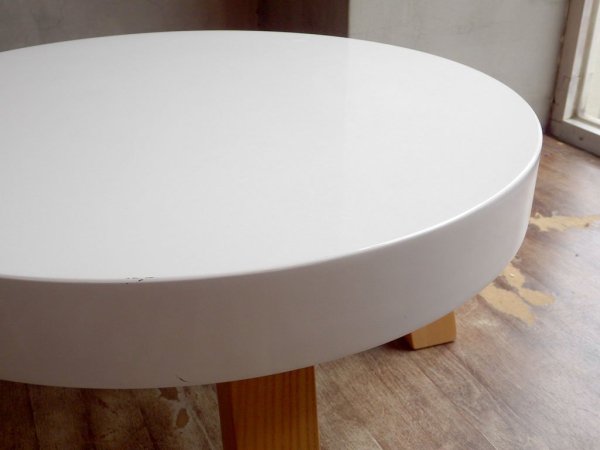 フランフラン Francfranc FHU COFFEE TABLE コーヒーテーブル ラウンド センターテーブル ホワイト天板×無垢材レッグ ♪