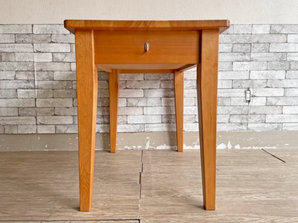 カントリースタイル パイン材 デスク W90 ストレートレッグ 引き出し2杯 フック付 ●