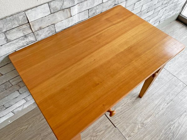カントリースタイル パイン材 デスク W90 ストレートレッグ 引き出し2杯 フック付 ●