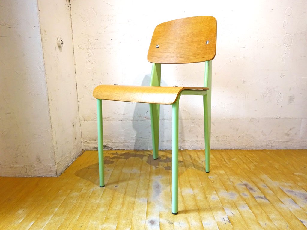 ジャン プルーヴェ Jean Prouve スタンダードチェア Standard chair リプロダクト オーク グリーン A ★