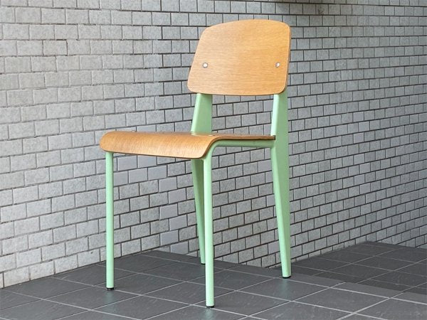ジャン・プルーヴェ Jean Prouve スタンダードチェア Standard chair オーク材 ナチュラル グリーン リプロダクト ■