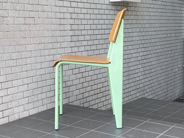 ジャン・プルーヴェ Jean Prouve スタンダードチェア Standard chair オーク材 ナチュラル グリーン リプロダクト ■