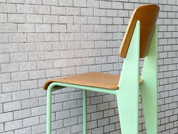 ジャン・プルーヴェ Jean Prouve スタンダードチェア Standard chair オーク材 ナチュラル グリーン リプロダクト ■
