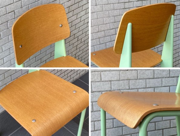 ジャン・プルーヴェ Jean Prouve スタンダードチェア Standard chair オーク材 ナチュラル グリーン リプロダクト ■