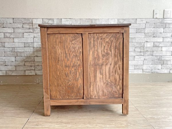 ジャパンビンテージ Japan vintage 古い木味の片袖机 デスク 作業台 W105cm 抽斗5杯 古材 古家具 昭和レトロ ●