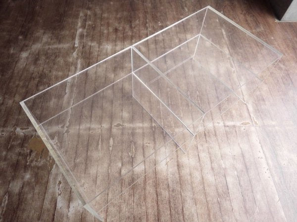 アクリル ローテーブル プラスチックテーブル AVボード ローボード シェルフ クリア スペースエイジ ミッドセンチュリー モダンデザイン W90 ♪