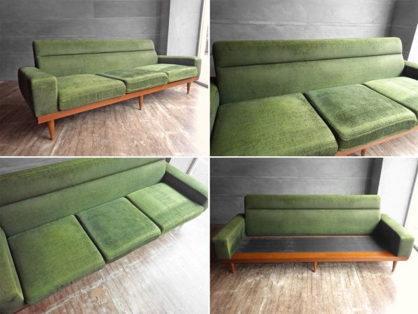 パシフィックファニチャーサービス P.F.S スタンダードC STANDARD C 3シーター ソファ RUG Green 定価284,900円 現状品 ♪