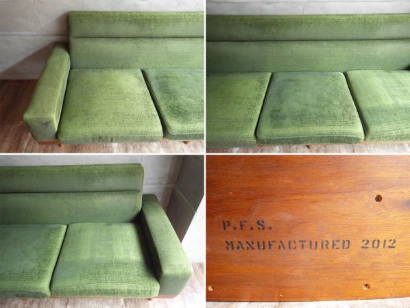 パシフィックファニチャーサービス P.F.S スタンダードC STANDARD C 3シーター ソファ RUG Green 定価284,900円 現状品 ♪