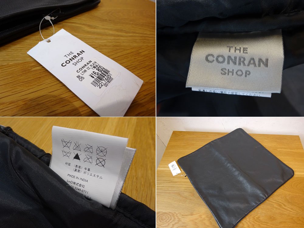 ザ・コンランショップ THE CONRAN SHOP 牛革 ブラック レザークッションカバー スクエア 44ｃｍ×44ｃｍ 未使用品 D ★