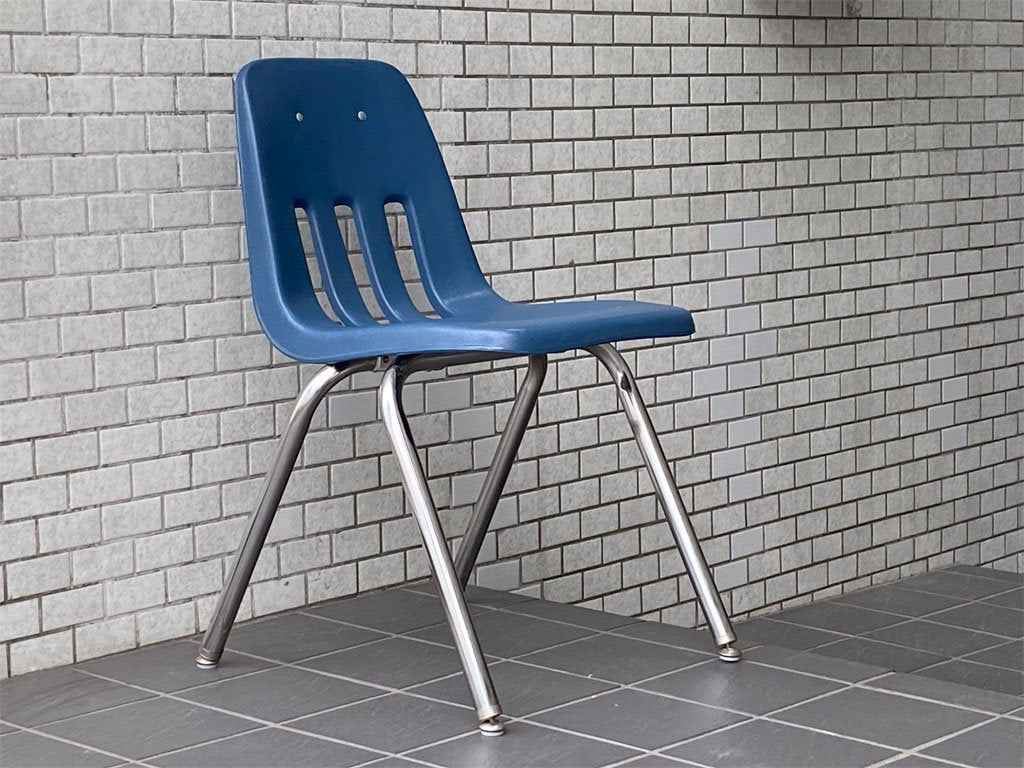 バルコ VIRCO チェア 9000 Chair スタッキングチェア ネイビー プラスチック × スチール 米国家具 ミッドセンチュリー ■
