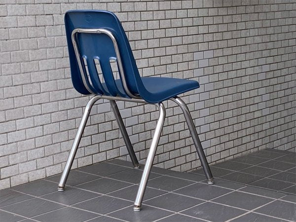 バルコ VIRCO チェア 9000 Chair スタッキングチェア ネイビー プラスチック × スチール 米国家具 ミッドセンチュリー ■