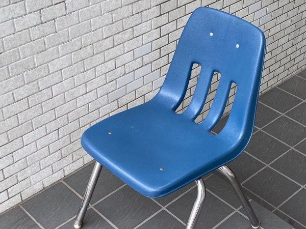 バルコ VIRCO チェア 9000 Chair スタッキングチェア ネイビー プラスチック × スチール 米国家具 ミッドセンチュリー ■