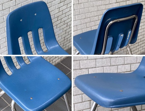 バルコ VIRCO チェア 9000 Chair スタッキングチェア ネイビー プラスチック × スチール 米国家具 ミッドセンチュリー ■