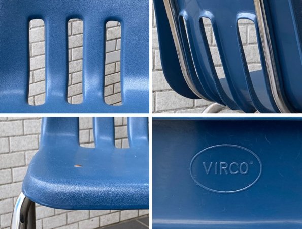 バルコ VIRCO チェア 9000 Chair スタッキングチェア ネイビー プラスチック × スチール 米国家具 ミッドセンチュリー ■
