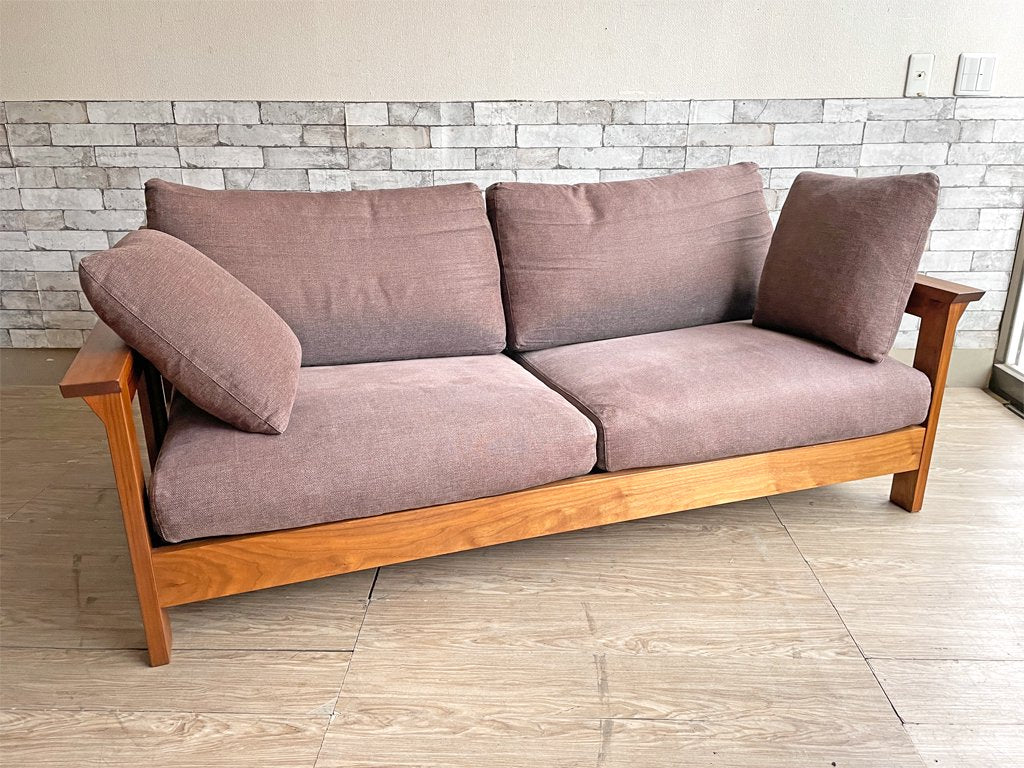 匠ソファ TAKUMI SOFA RK 3人掛けソファ ウォールナット無垢材フレーム ブラウン ファブリック 国産家具 ●