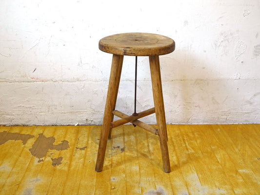 ジャパンビンテージ Japan vintage 木味 スツール Stool 丸椅子 昭和レトロ 古道具 無垢材 ★