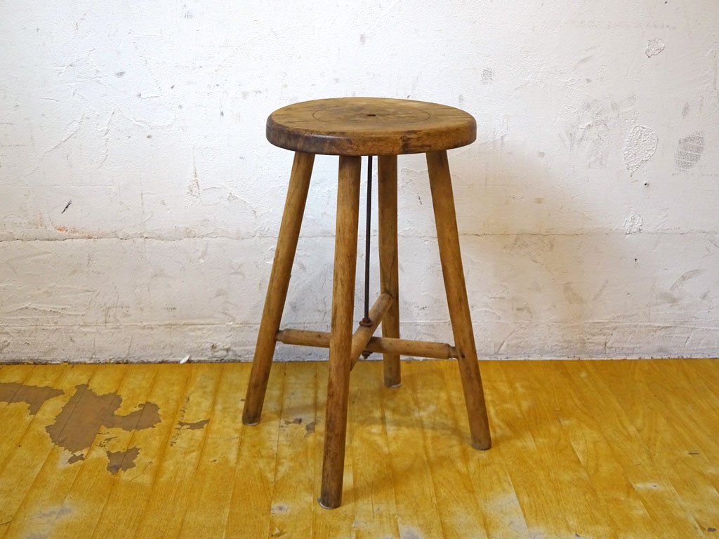 ジャパンビンテージ Japan vintage 木味 スツール Stool 丸椅子 昭和レトロ 古道具 無垢材 ★