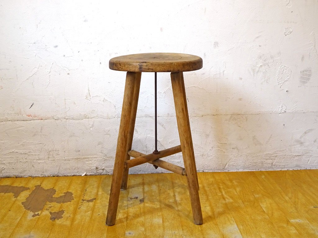 ジャパンビンテージ Japan vintage 木味 スツール Stool 丸椅子 昭和レトロ 古道具 無垢材 ★