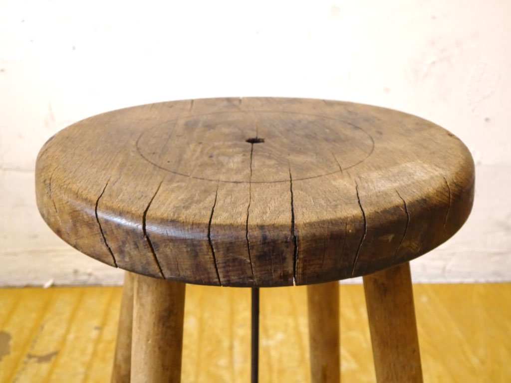 ジャパンビンテージ Japan vintage 木味 スツール Stool 丸椅子 昭和レトロ 古道具 無垢材 ★