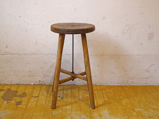 ジャパンビンテージ Japan vintage 木味 スツール Stool 丸椅子 昭和レトロ 古道具 無垢材 ★