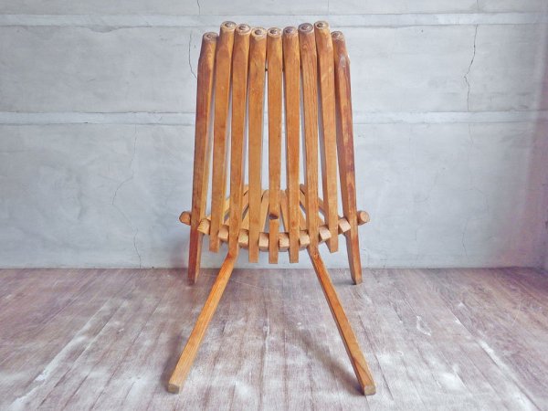 ビンテージ Vintage フォールディングチェア ガーデンチェア ラウンジチェア 折り畳み式 無垢材 ナチュラルスタイル♪